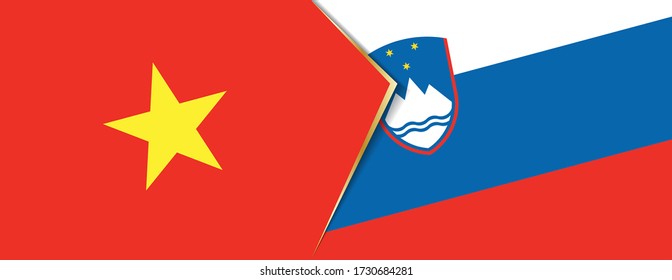 Vietnam and Slovenia flags, two vector flags symbol of relationship or confrontation.