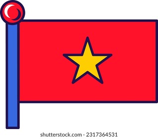 Vietnam socialist republic national flag vector. Yellow star centered on red field, design of patriotic symbolic of viet nam. Vietnamese country traditional emblem flat cartoon illustration