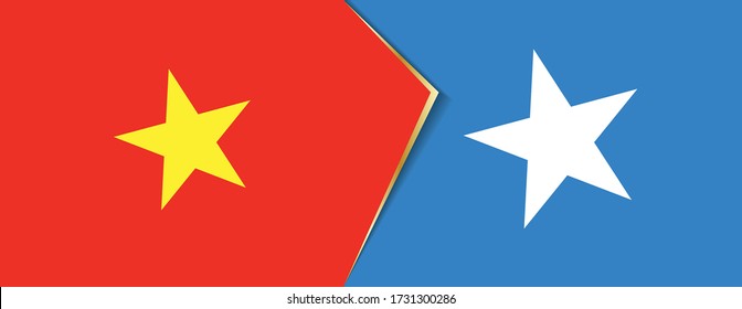 Vietnam and Somalia flags, two vector flags symbol of relationship or confrontation.