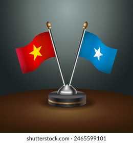 Vietnam and Somalia table flags relation with gradient backgrund. Vector Illustration