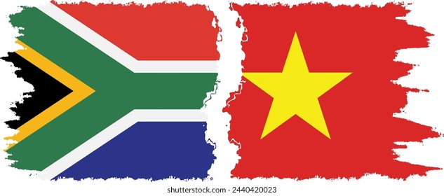 Vietnam and South Africa grunge flags connection, vector