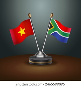 Vietnam and South Africa table flags relation with gradient backgrund. Vector Illustration