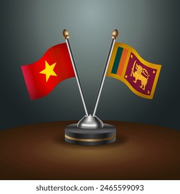 Vietnam and Sri Lanka table flags relation with gradient backgrund. Vector Illustration