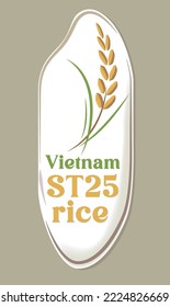 Concepto de arroz ST25 de Vietnam. Vector de logotipo de grano de arroz