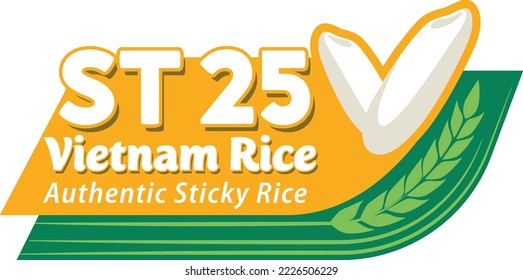 Concepto de arroz ST25 de Vietnam. Vector de logotipo de grano de arroz