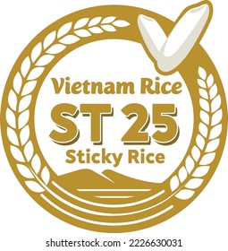 Vietnam ST25 rice concept.Paddy rice premium organic. Rice grain logo vector