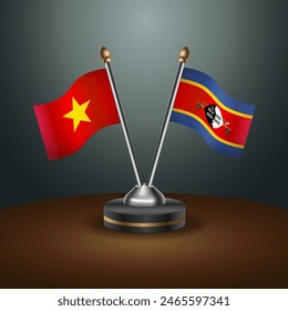 Vietnam and Swaziland table flags relation with gradient backgrund. Vector Illustration
