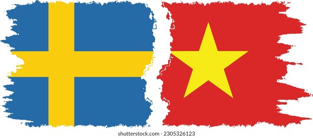 Vietnam and Sweden grunge flags connection, vector