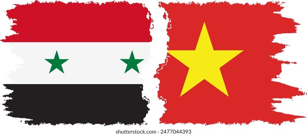 Vietnam and Syria grunge flags connection, vector