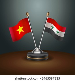 Vietnam and Syria table flags relation with gradient backgrund. Vector Illustration