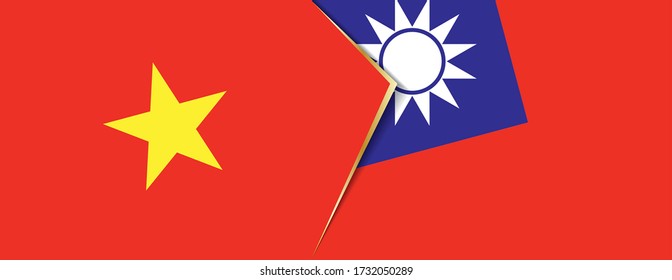 Vietnam and Taiwan flags, two vector flags symbol of relationship or confrontation.