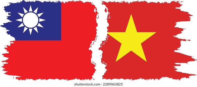 Vietnam and Taiwan grunge flags connection, vector