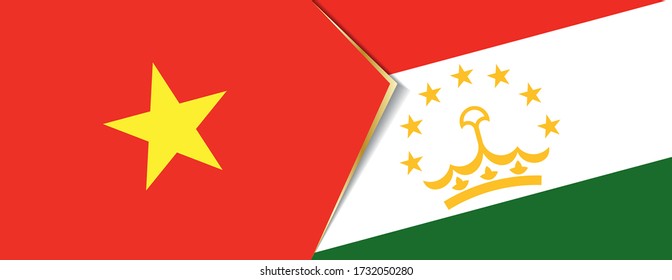 Vietnam and Tajikistan flags, two vector flags symbol of relationship or confrontation.