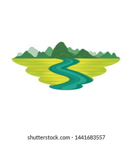 Vietnam Tam Coc Ninh Binh Mountain Rice Field and River Landscape Vector