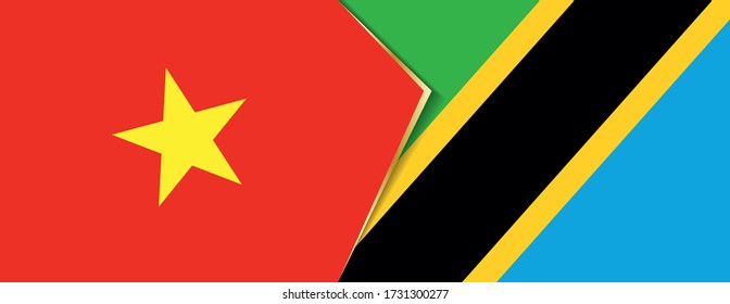 Vietnam and Tanzania flags, two vector flags symbol of relationship or confrontation.