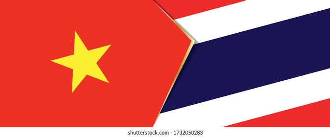 Vietnam und Thailand Flaggen, zwei Vektorflaggen Symbol für Beziehung oder Konfrontation.