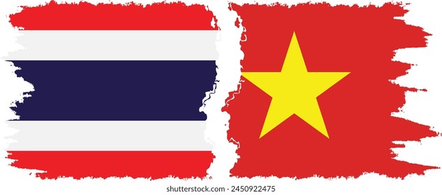 Vietnam and Thailand grunge flags connection, vector