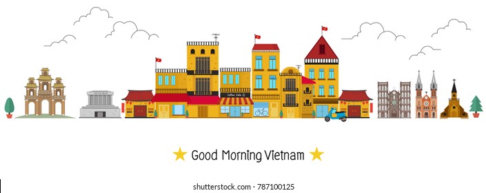 Vietnam town in Hanoi vector