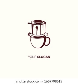 Vietnam traditional coffee pot drip filter maker logo design