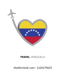 Vietnam travel concept. Heart shape flag with airplane