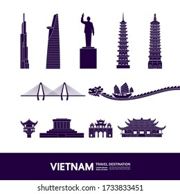 Vietnam travel destination grand vector illustration. 