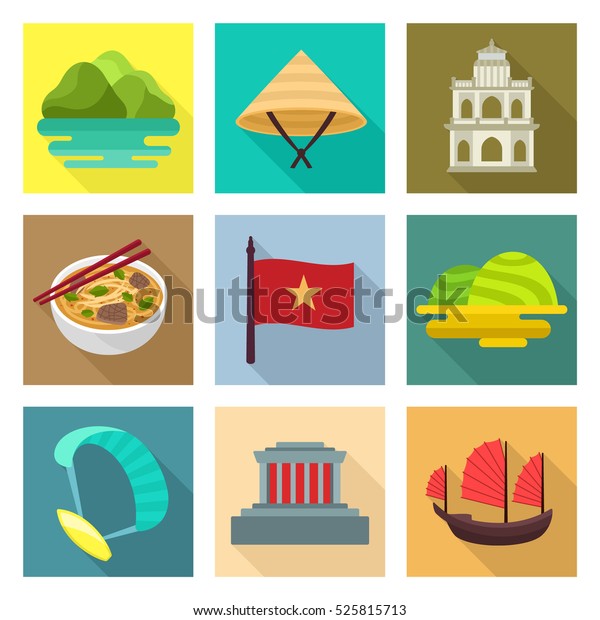 Vietnam Travel Icon Set Stock Vector (Royalty Free) 525815713