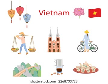 Vietnam travel. Landmark and people. 