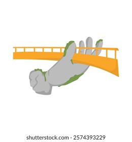 Vietnam Travel Vector Illustration - Golden Hand Bridge