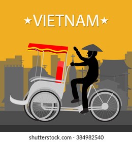 Vietnam Tricycle. Vector and Illustration