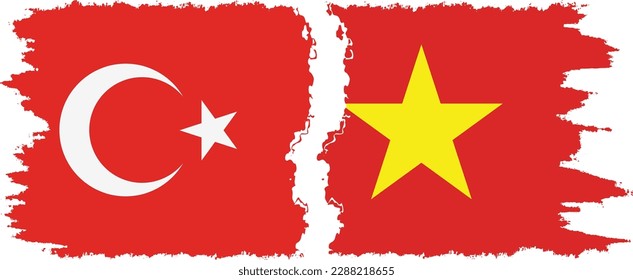 Vietnam and Turkey grunge flags connection, vector