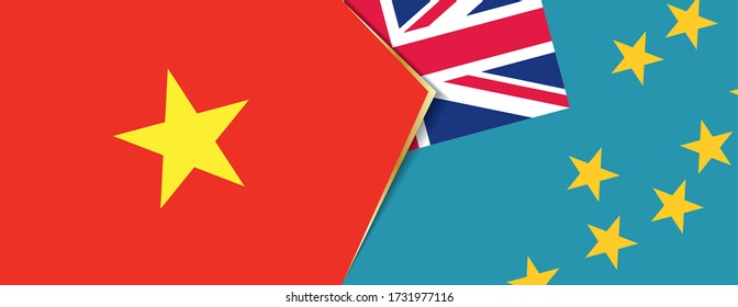 Vietnam and Tuvalu flags, two vector flags symbol of relationship or confrontation.