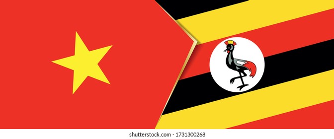 Vietnam and Uganda flags, two vector flags symbol of relationship or confrontation.