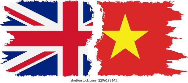 Vietnam and UK grunge flags connection, vector