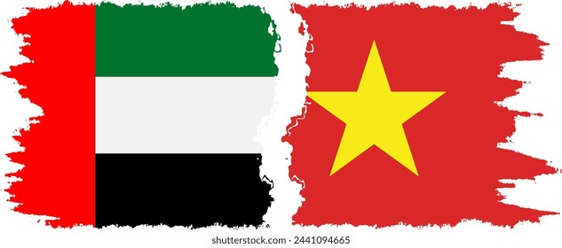 Vietnam and United Arab Emirates grunge flags connection, vector