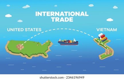 Vietnam and united states international trade relation. Vector illustration design