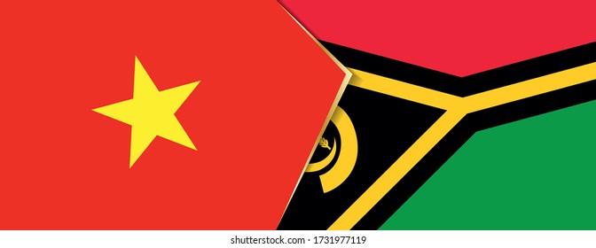 Vietnam and Vanuatu flags, two vector flags symbol of relationship or confrontation.