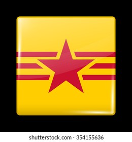 Vietnam Variant Flag. Glassy Icon Square Shape. This is File from the Collection Flags of Asia