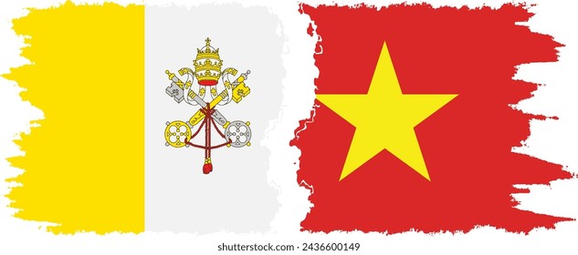 Vietnam and Vatican grunge flags connection, vector