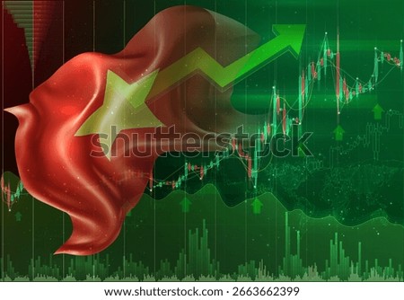Vietnam, vector 3d flag financial exchange trend up