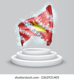 Vietnam, vector 3d flag on the podium surrounded by a whirlwind of magical radiance