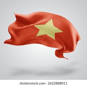 Vietnam, bandera del Vector 3d con las olas en un fondo blanco