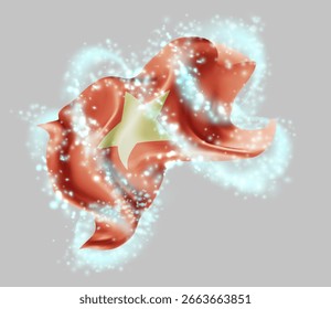 Vietnam, vector 3d flag in whirlwind of magical radiance