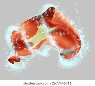 Vietnam, vector 3d flag in whirlwind of magical radiance