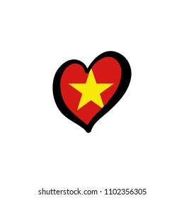 Vietnam Vector Flag Inside heart shape graphic element Illustration template design
