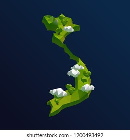 Vietnam Vector Low Poly 3D Cartoon Map