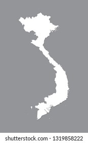 Vietnam vector map with integrated land area using white color on dark background illustration