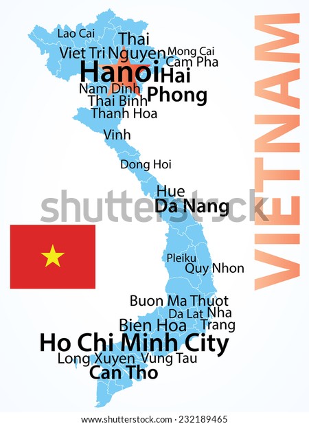 ベトナム 最大の都市を持つベクター画像地図 都市の人口に応じて