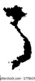 Vietnam vector map silhouette isolated on white background. Vietnam map silhouette.