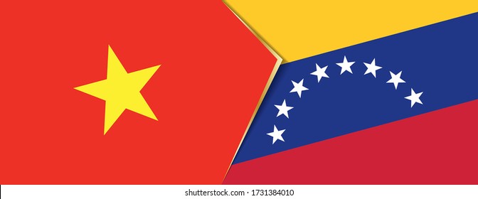 Vietnam und Venezuela Flaggen, zwei Vektor-Flaggen Symbol für Beziehung oder Konfrontation.