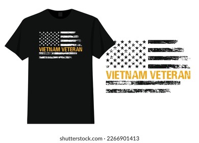 Vietnam Veteran With American Flag T Shirt Design